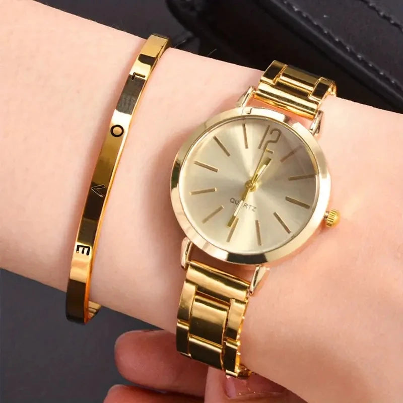 Montre bracelet quartz femme - Finition or rose premium